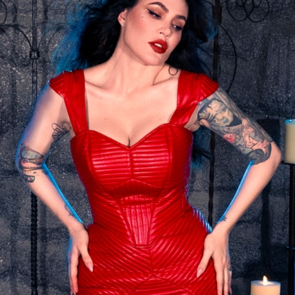 BRAM STOKER'S DRACULA Quilted Order of the Dragon Armor Bustier Top in Blood Red